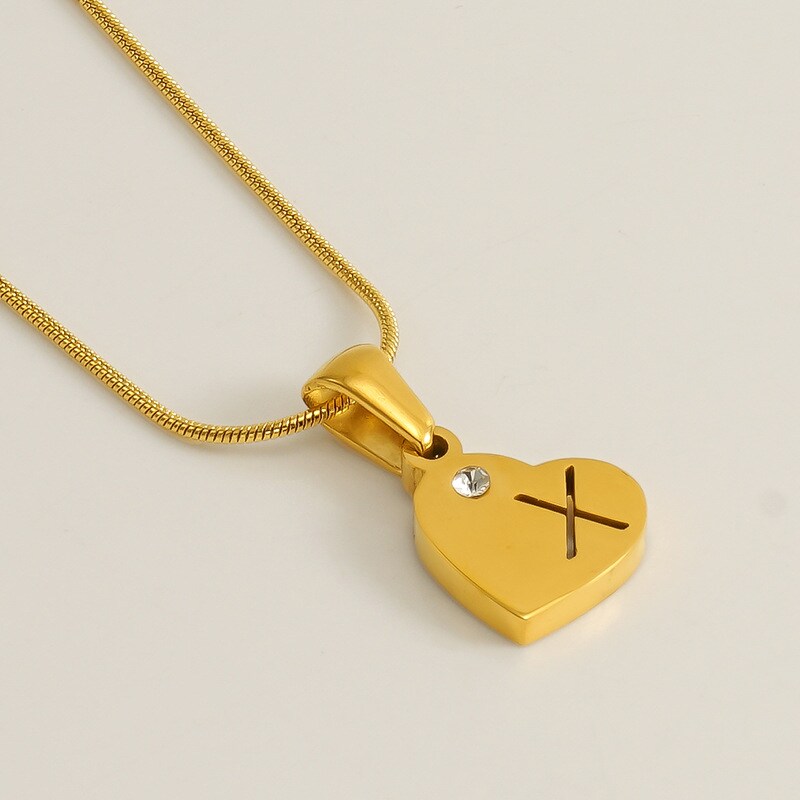 Gold color / 1 Piece Simple Series Simple Letter X Stainless Steel 18K Gold Plated Rhinestone Unisex Pendant Necklaces Picture24